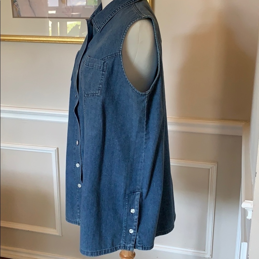 BABY & Me Sleeveless Denim Maternity Top Sz L - Picture 3 of 7